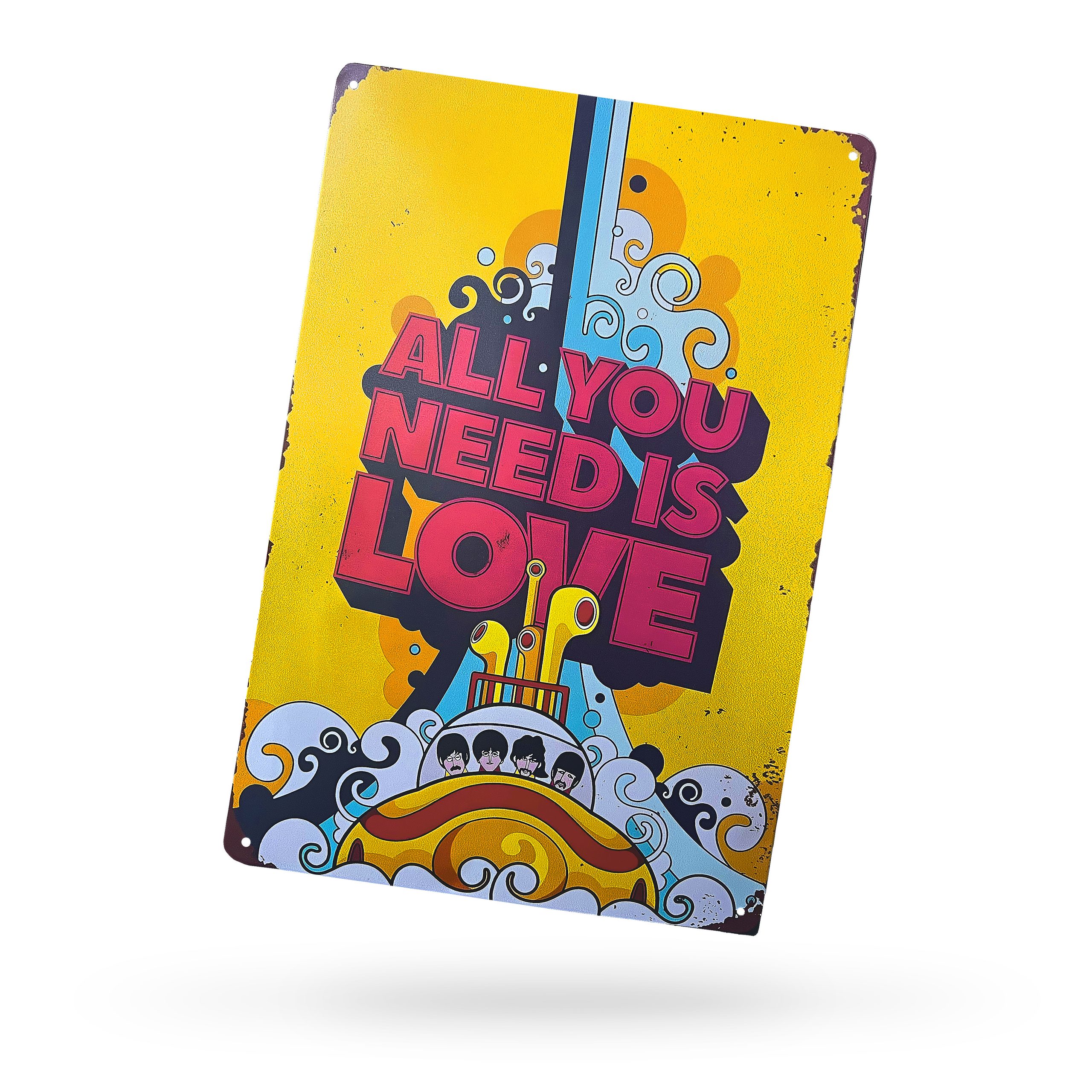 Aluminium-bord-(All-you-need-is-love) ALUMINIUM PLAAT (THE BEATLES) 30 X 20 CM - Afbeelding 1