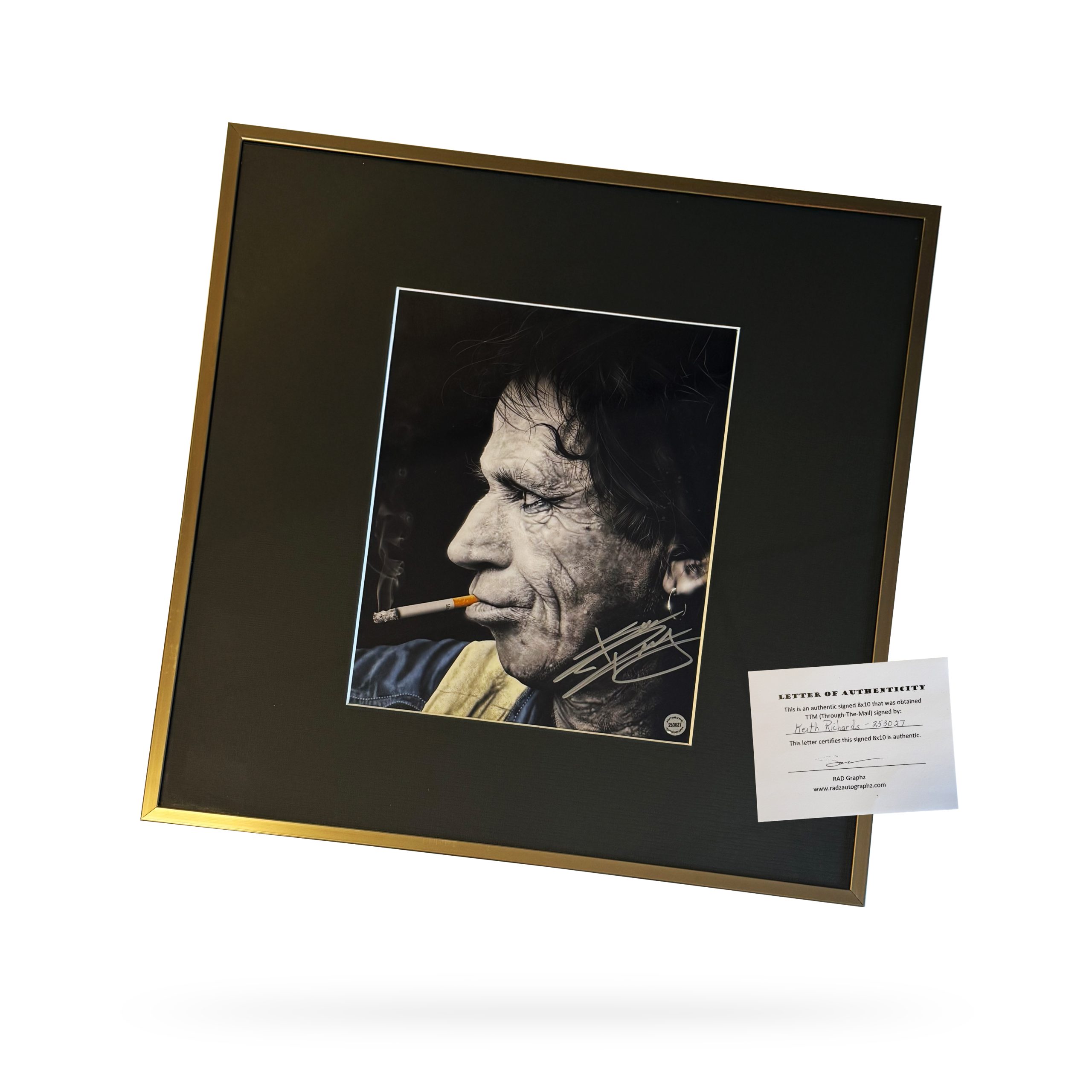 Keith-Richards(art)4 FOTO (KEITH RICHARDS) GESIGNEERD MET COA - Afbeelding 1