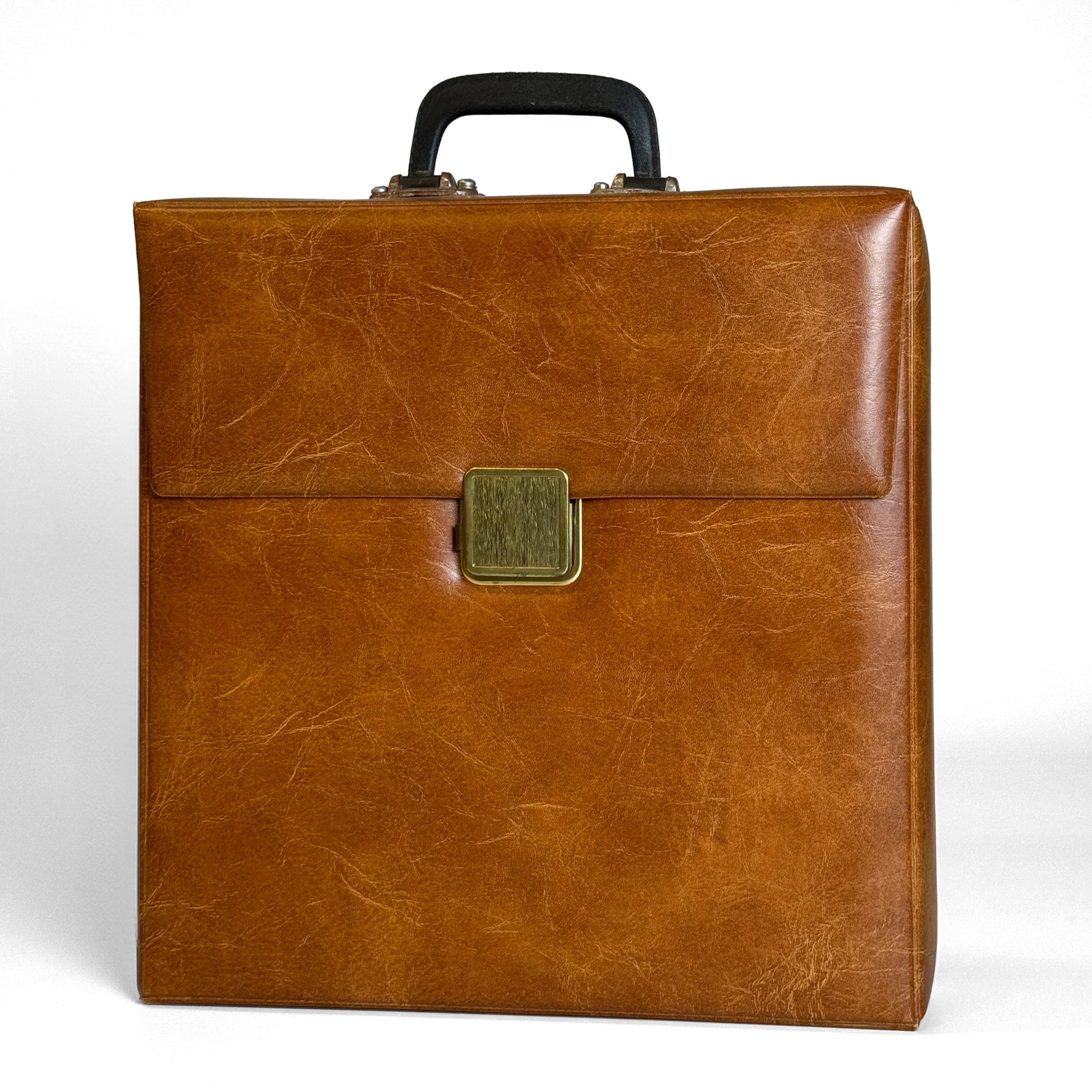 LPkoffer1 VINTAGE BRUINE LP-KOFFER, JAREN ’70 (TWEEDEHANDS) - Afbeelding 1